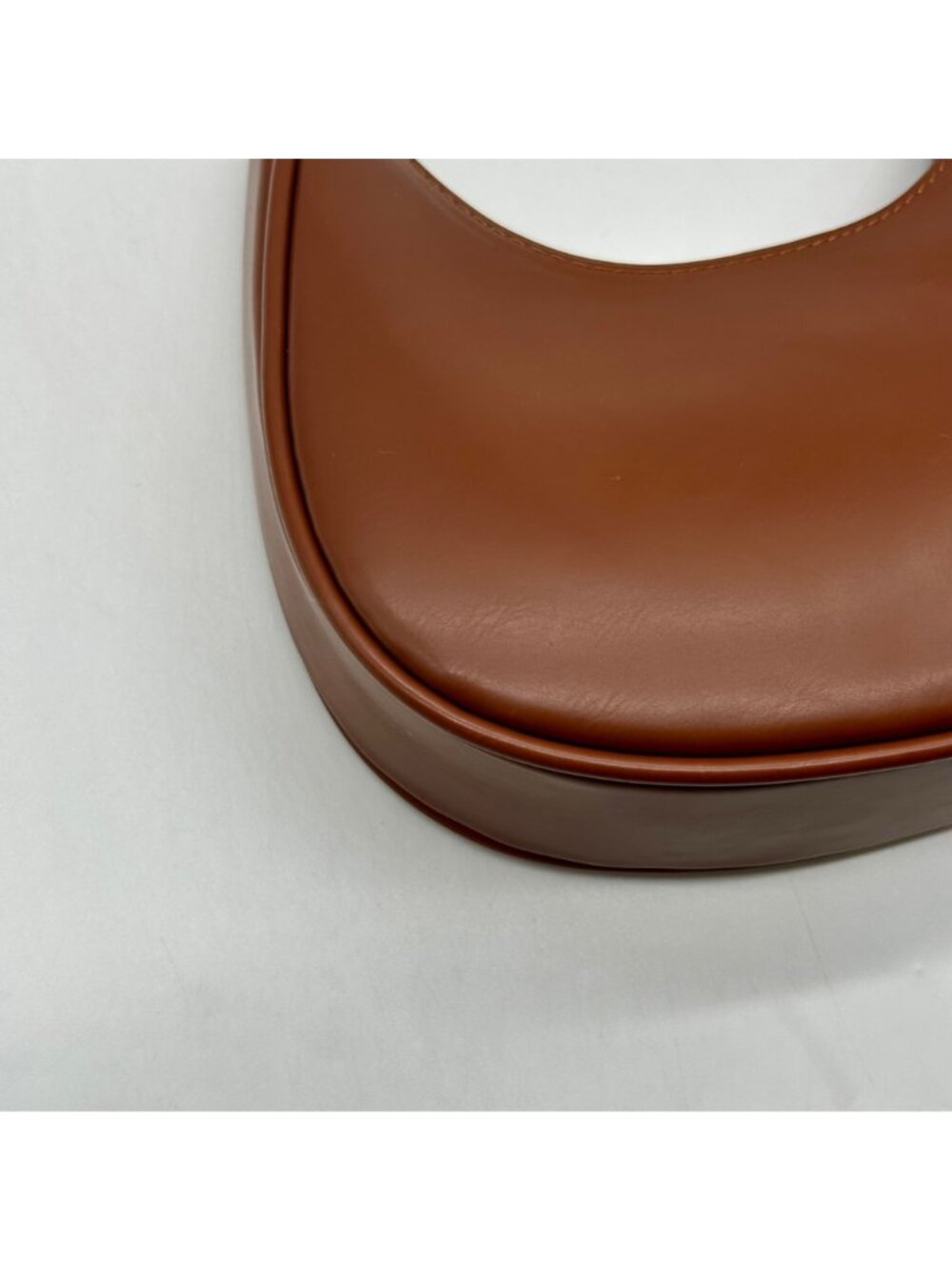 Brown Faux Leather Crescent-Shaped Convertible Shoulder Bag - Picture 7 of 11